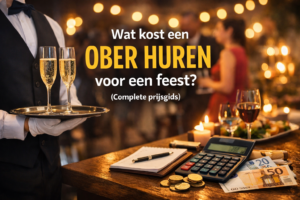 Ober die champagne serveert op een feest – uitleg over wat het kost om een ober te huren voor een feest